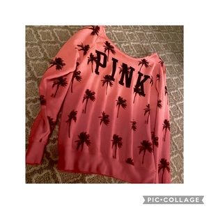 VS PINK Palm Tree Ombré Slouchy Crew